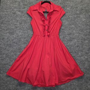 Bailey Blue Dress Size Medium Red Fit & Flare Shirt Ruffle Collar Retro